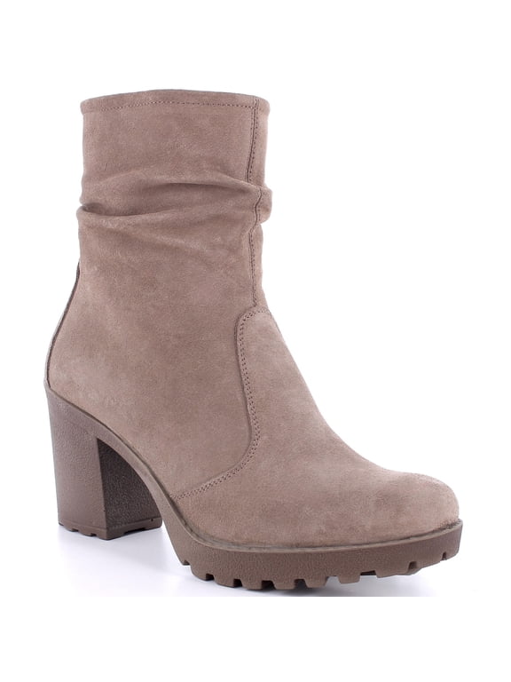 Bianca Womens Suede Slouchy Ankle Boots Made in Italy Block Heel Lug Sole Ankle Booties