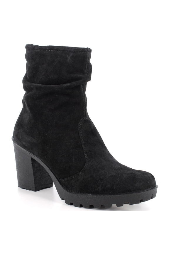 Bianca Womens Suede Slouchy Ankle Boots Made in Italy Block Heel Lug Sole Ankle Booties