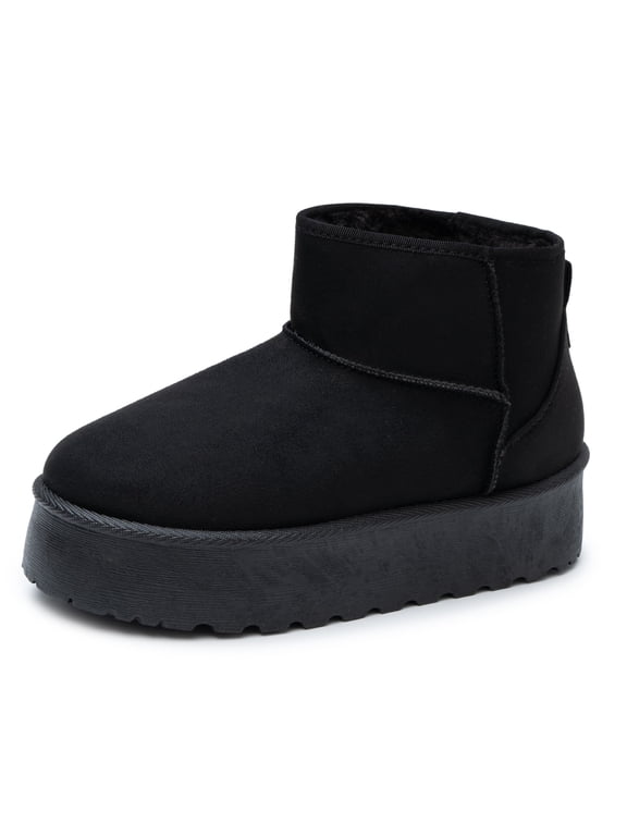 Brynn Womens Ultra Mini Platform Boots Faux Fur Warm Winter Short Ankle Booties