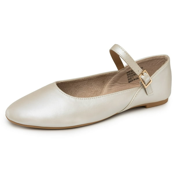 Alpine Swiss Cleo Womens Ballet Mary Jane Flats Dressy Round Toe Comfort Shoe Pearl Women s US Shoe Size 9
