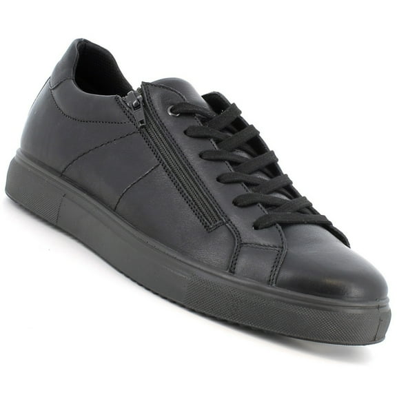 Alpine Swiss Dante Mens Leather Sneakers Made in Italy Modern Minimalist Shoes Side Zipper Lace-up Low-Top Fashion Sneaker