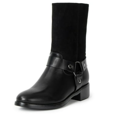 Alpine Swiss Daria Womens Moto Biker Boots Vegan Leather Motorcycle Mid Calf Booties
