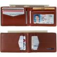 thumbnail image 1 of Alpine Swiss Delaney Slim Bifold Wallet | Front Pocket Wallet | 8 Card Slots ID Window | Outside Card Slot| RFID Protected Premium Leather | Gift Box Glossy Tan, 1 of 7