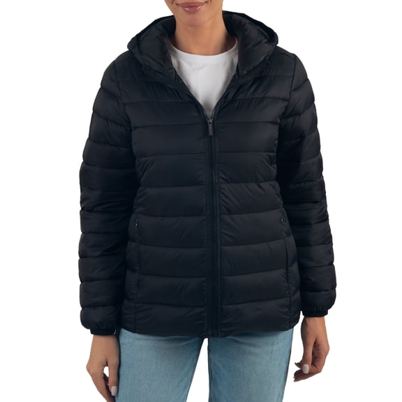 Alpine Swiss Eva Women’s Hooded Puffer Jacket | Lightweight Down Alternative Coat | Warm Water-Resistant Packable Winter Outerwear with Zip Pockets