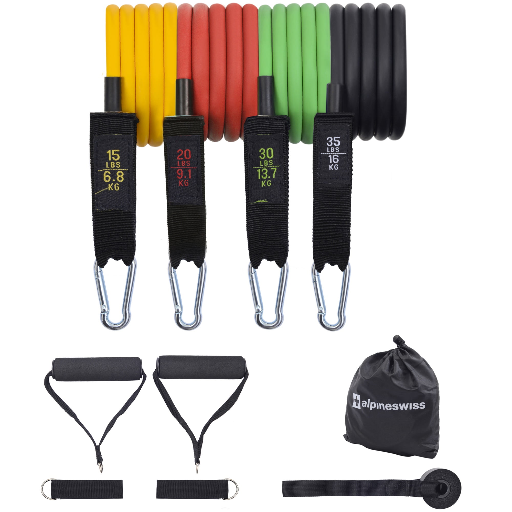 Alpine Swiss Exercise Resistance Bands with Handles Workout Fitness Tube Bands