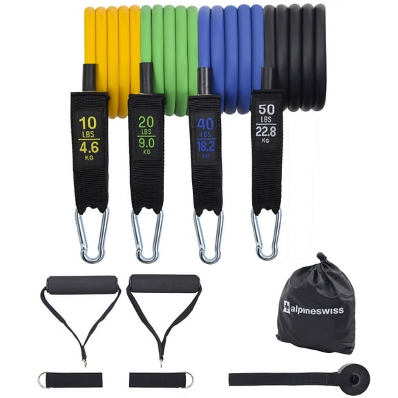 Alpine Swiss Exercise Resistance Bands with Handles Workout Fitness Tube Bands