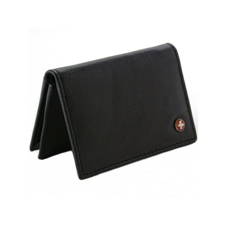 Alpine Swiss Expandable Business Card Case Genuine Leather Front Pocket Wallet