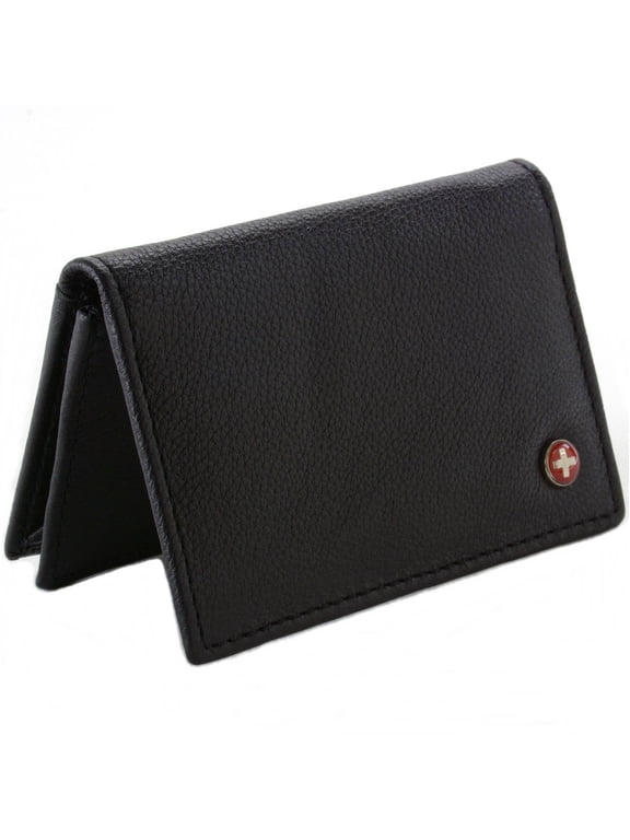 Expandable Business Card Case Genuine Leather Front Pocket Wallet
