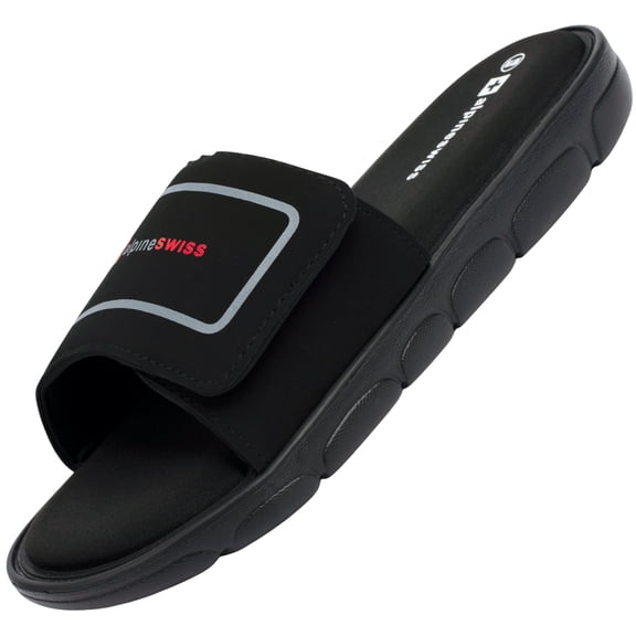 Alpine Swiss Gabe Cloud Slide Sandals For Men Shock-Absorbing Foam Insole With Arch Support, Adjustable Strap, Waterproof Anti-Slip Mens Slides For Recovery Gym Daily Wear