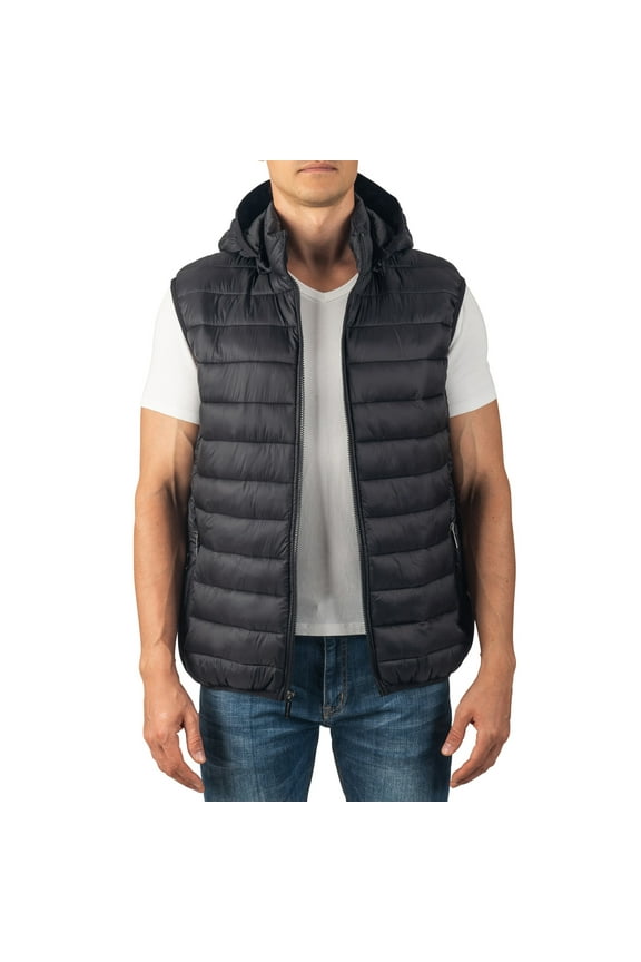 Gage Mens Hooded Puffer Vest Down Alternative Packable Vest Jacket