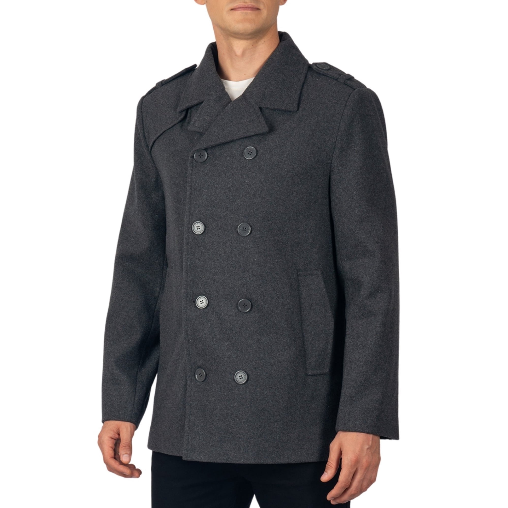 Alpine Swiss Jake Mens Big Long Winter Pea Coat, Wool Blend Double