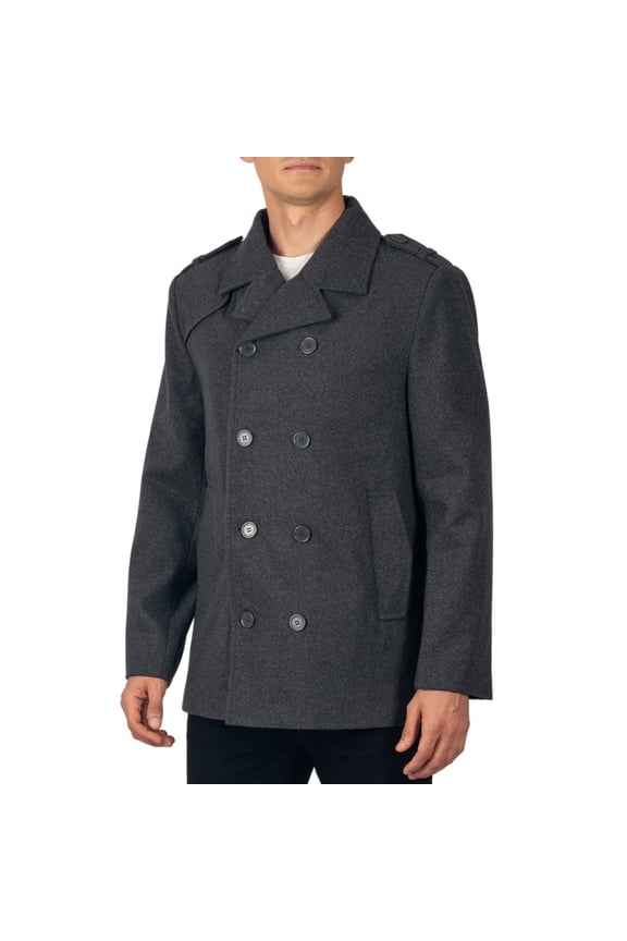 Jake Mens Pea Coat Wool Blend Double Breasted Dress Jacket Peacoat