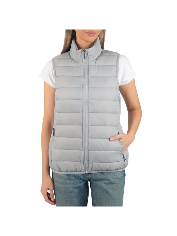Jodie Womens Puffer Vest Warm Light Down Alternative Insulated Vest Jacket Packable Water-Resistant Layer Outerwear Windproof Zip Pockets