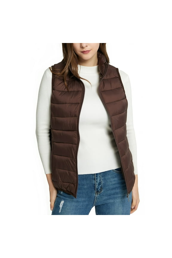 Jodie Womens Puffer Vest Warm Light Down Alternative Insulated Vest Jacket Packable Water-Resistant Layer Outerwear Windproof Zip Pockets