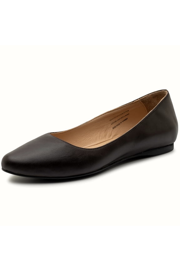 Julia Womens Leather Pointed Toe Ballet Flats Comfortable Slip On Shoes Professional Dressy Flats Dark Brown 6
