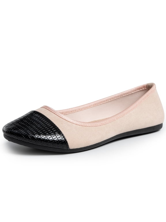 Kelly Women’s Ballet Flats | RUNS SMALL SIZE UP | Comfortable Dress or Casual Shoes | Two Tone Cap Toe Slip On Flats | Anti-Slip Sole