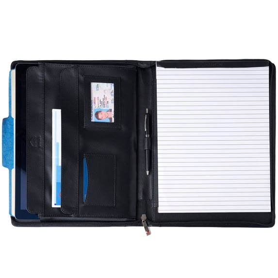 Alpine Swiss Leather Zippered Writing Pad Portfolio Business Briefcase Organizer