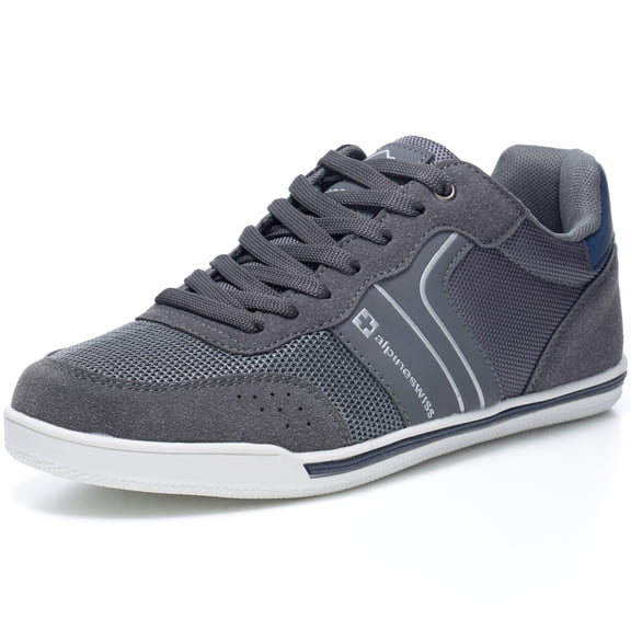 Alpine Swiss Liam Men’s Casual Shoes | Suede Trim Fashion Sneakers | Low Top Lace Up Stylish Tennis Shoes