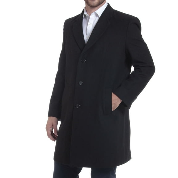 Alpine Swiss Luke Mens Wool Blend Overcoat Single Breasted Topcoat Tailored Notch Lapel Coat Business Professional BLK MED