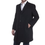 Alpine Swiss Luke Mens Wool Blend Overcoat Single Breasted Topcoat Tailored Notch Lapel Coat Business Professional BLK LRG