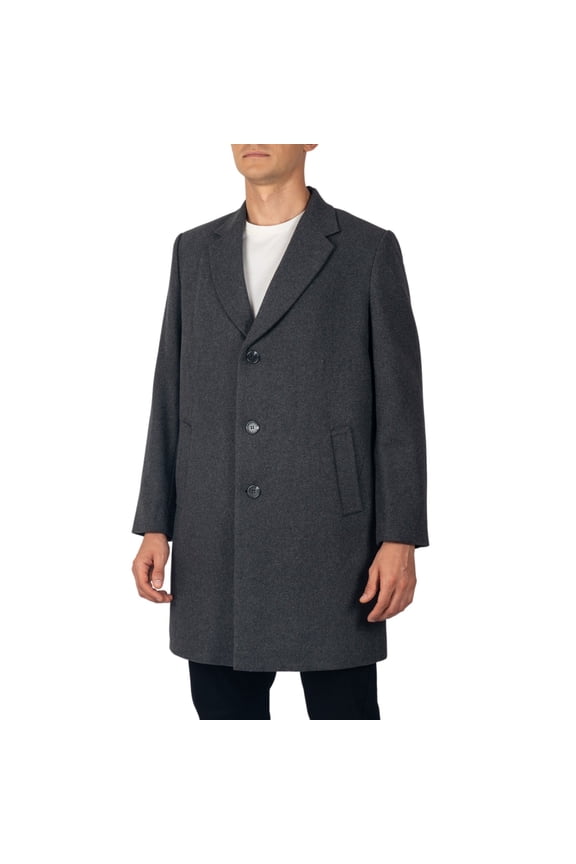 Luke Mens Wool Blend Overcoat Single Breasted Topcoat Tailored Notch Lapel Coat Business Professional GRY XL