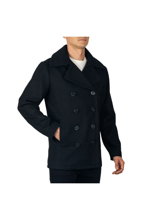 Mason Mens Wool Blend Pea Coat Jacket Double Breasted Dress Coat