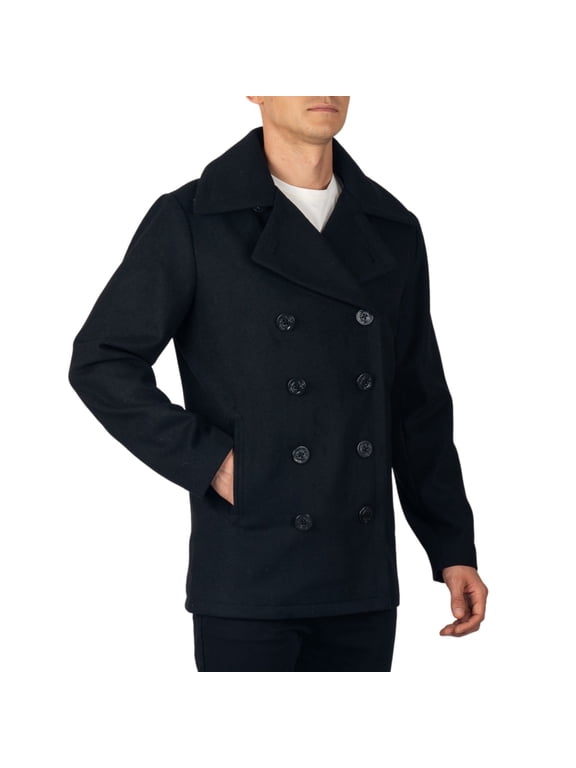 Mason Mens Wool Blend Pea Coat Classic Double Breasted Winter Coat Warm Peacoat Jacket Professional Overcoat