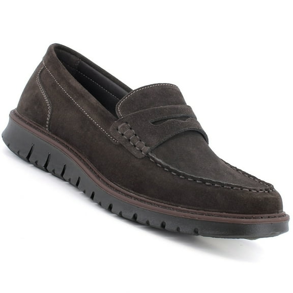 Alpine Swiss Mateo Mens Suede Penny Loafers Made in Italy Shock Absorbing Outsoles Dress Casual Slip On Shoes