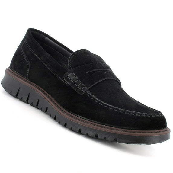 Alpine Swiss Mateo Mens Suede Penny Loafers Made in Italy Shock Absorbing Outsoles Dress Casual Slip On Shoes