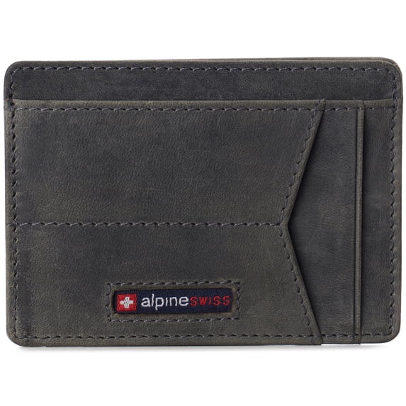 Alpine Swiss Men RFID Safe Minimalist Front Pocket Wallet Leather Thin Card Case