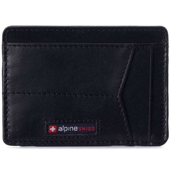Alpine Swiss Men RFID Safe Minimalist Front Pocket Wallet Leather Thin Card Case