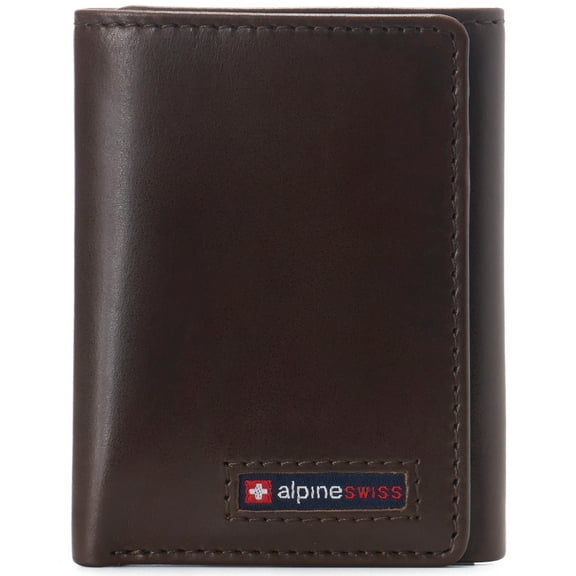 Alpine Swiss Men's Leon RFID Trifold Pocket Wallet – Genuine Leather Wallet for Men, Slim Design with ID Window & Multiple Card Slots, Classic RFID Safe Pocket Wallet in gift box