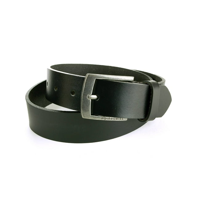 Alpine Swiss Mens Belt Genuine Leather Slim 1.25” Casual Jean Belt Dakota Buckle