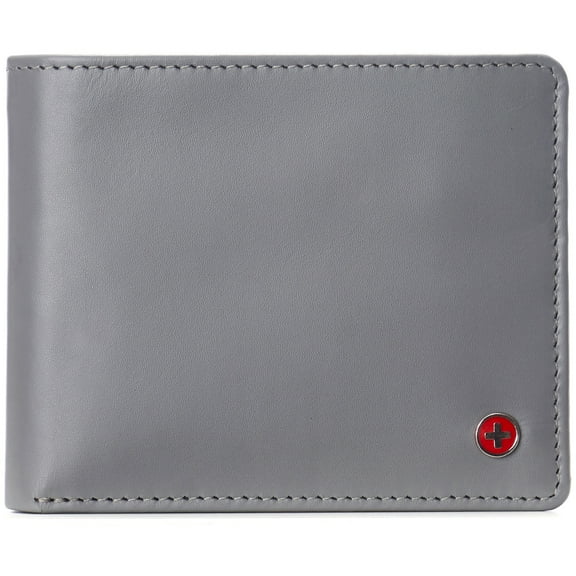 Alpine Swiss Wallet for Men Nolan Commuter Bifold Dual ID Windows for License Work Badge RFID Protection Divided Bill Section Gift Boxed