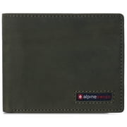 Alpine Swiss Wallet for Men Nolan Commuter Bifold Dual ID Windows for License Work Badge RFID Protection Divided Bill Section Gift Boxed