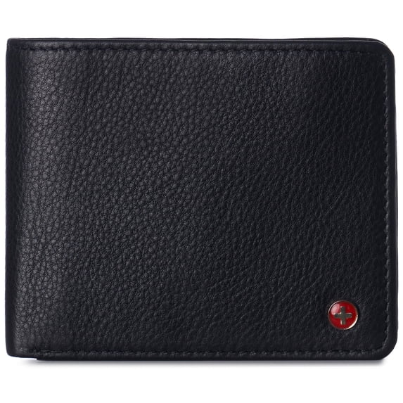 Alpine Swiss Wallet for Men Nolan Commuter Bifold Dual ID Windows for License Work Badge RFID Protection Divided Bill Section Gift Boxed