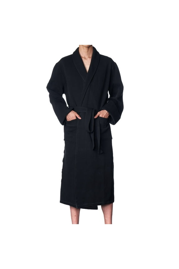 Mens Cotton Blend Shawl Robe Lightweight Kimono Knit Spa Bathrobe