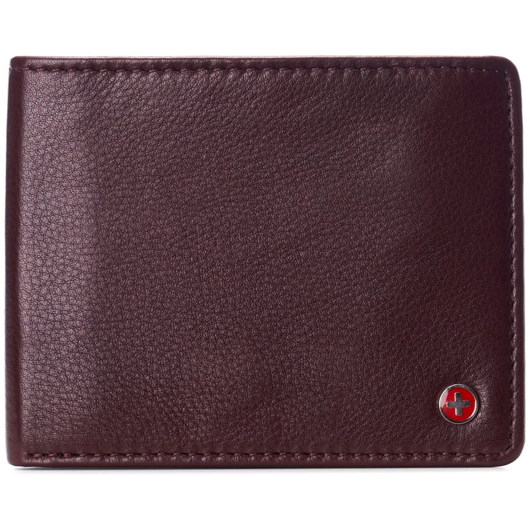 Alpine Swiss Connor RFID Bifold Wallet For Men | Genuine Leather, Dual ID Windows, 8 Card Slots | Gift Box