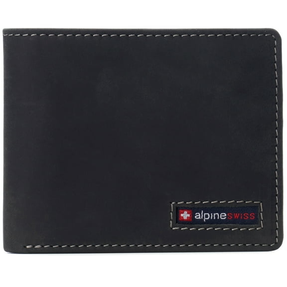 Alpine Swiss Connor Executive Bifold Wallet | Business Passcase for Men | Premium Leather | Dual ID Windows | RFID Blocking | Gift Box Included