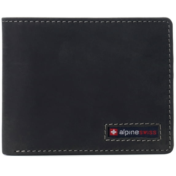 Alpine Swiss Connor Executive Bifold Wallet | Business Passcase for Men | Premium Leather | Dual ID Windows | RFID Blocking | Gift Box Included
