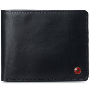Alpine Swiss Mens Genuine Leather Passcase Bifold Wallet RFID Safe 2 ID Windows