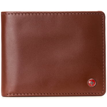 Alpine Swiss Mens Genuine Leather Passcase Bifold Wallet RFID Safe 2 ID Windows