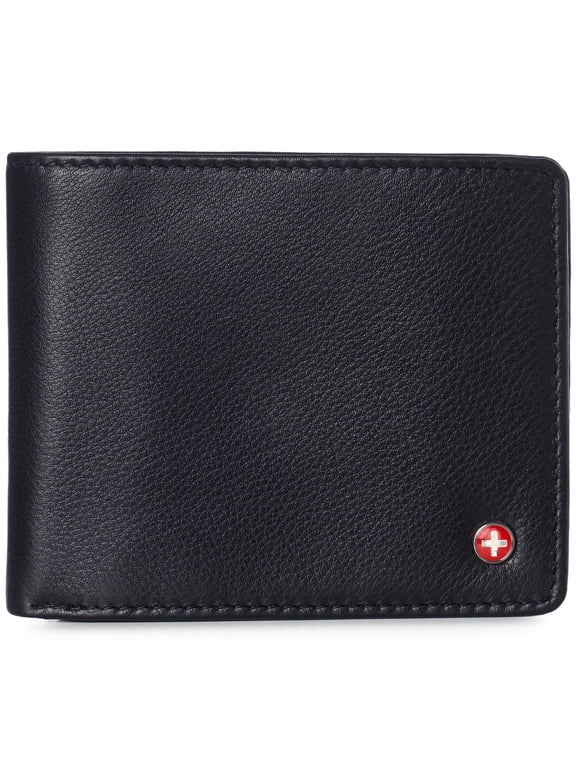 alpine swiss Portafoglio da uomo con protezione RFID Bifold Passcase Portafoglio in pelle di vacchetta viene fornito in confezione regalo Tan