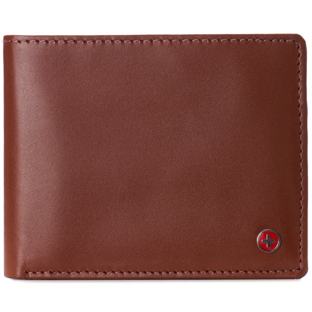 Alpine Swiss Mens Leather RFID Wallet 2 ID Windows Bifold Divided Bill