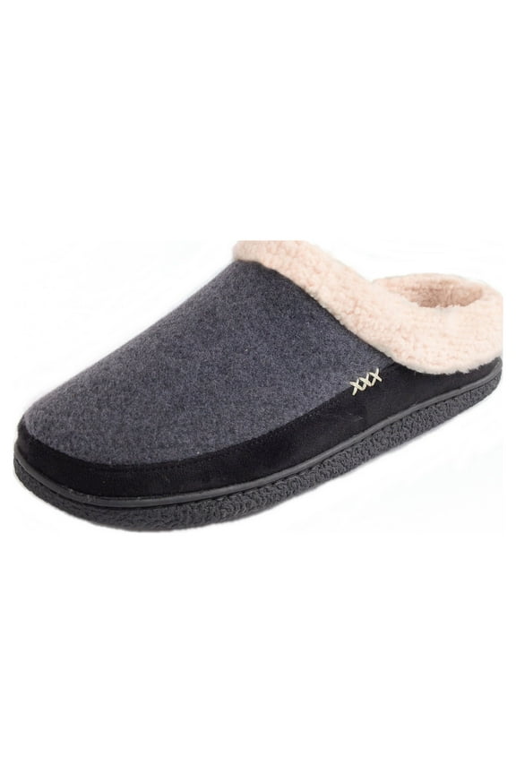 Mens Memory Foam Clog Slippers Fleece Fuzzy Slip On House Shoes GRY 6-7