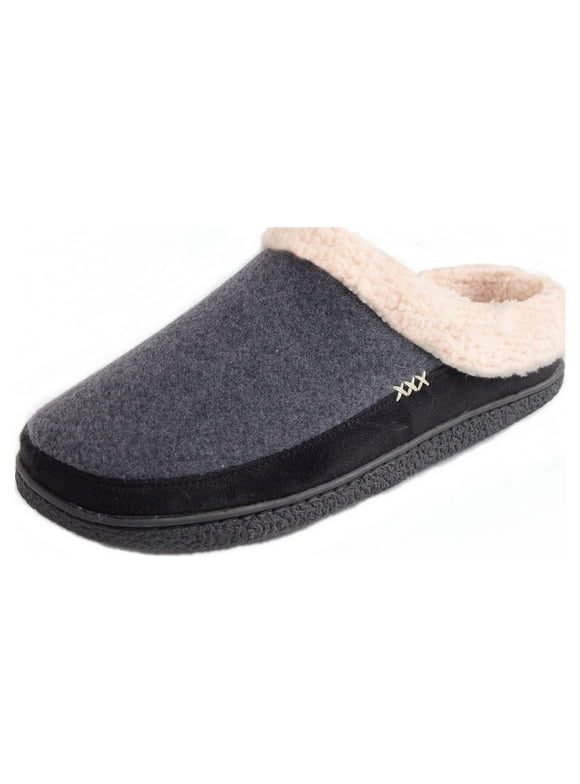 Mens Memory Foam Clog Slippers Fleece Fuzzy Slip On House Shoes