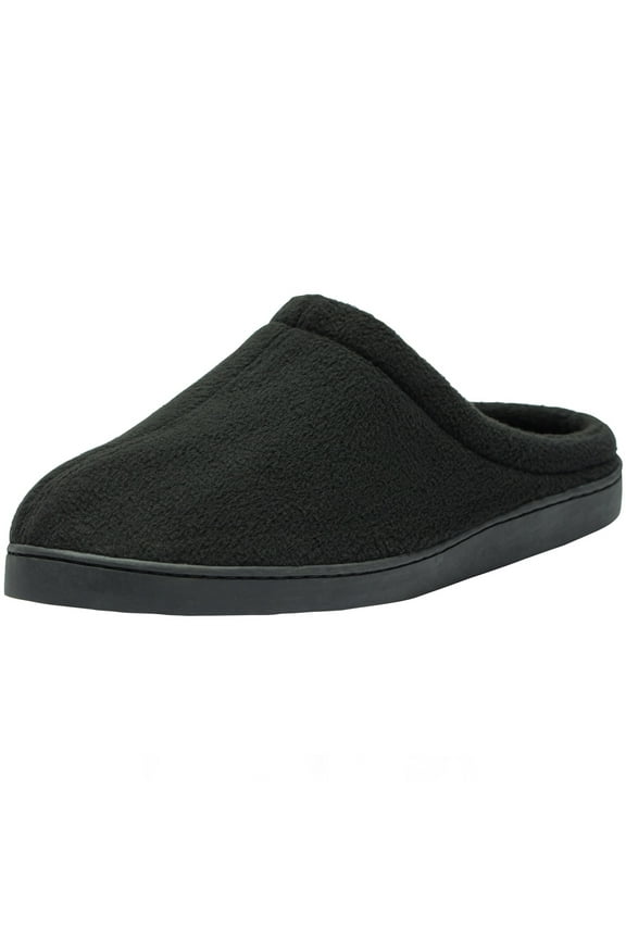 Wide Mens Fleece Clog Slippers | Wide Width Slip-On House Shoes with Memory Foam | Cozy Durable Indoor Comfort