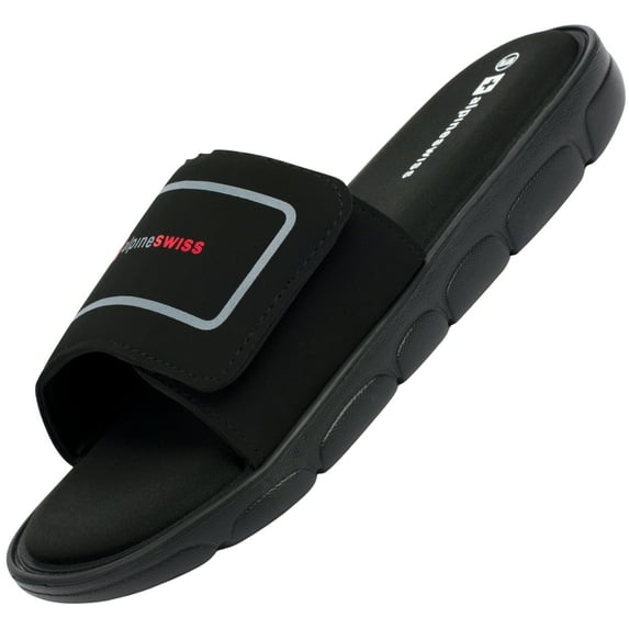 Alpine Swiss Gabe Cloud Slide Sandals For Men Shock-Absorbing Foam Insole With Arch Support, Adjustable Strap, Waterproof Anti-Slip Mens Slides For Recovery Gym Daily Wear