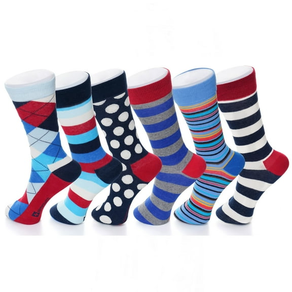 Alpine Swiss Mens Multi Pack Cotton Dress Socks Mid Calf Argyle Pattern Solids