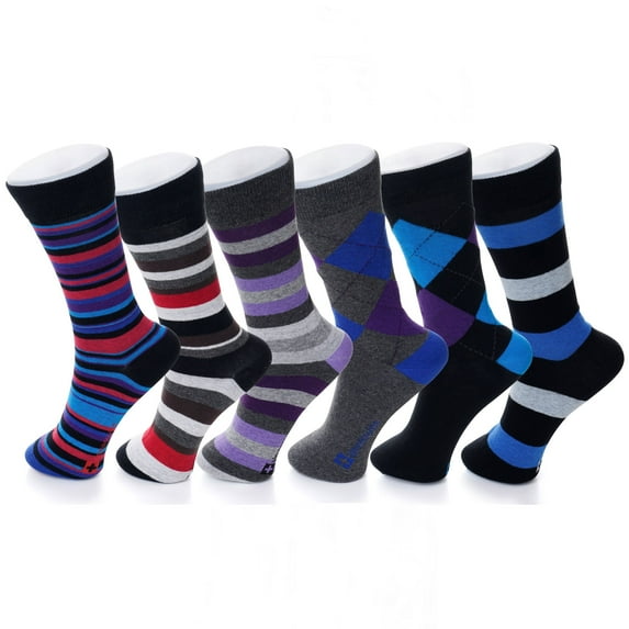 Alpine Swiss Mens Multi Pack Cotton Dress Socks Mid Calf Argyle Pattern Solids